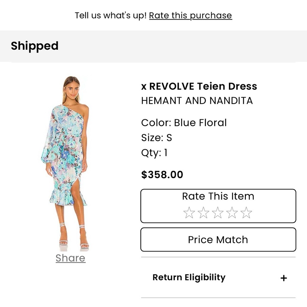 HEMANT & NANDITA One Shoulder Blue Floral Dress